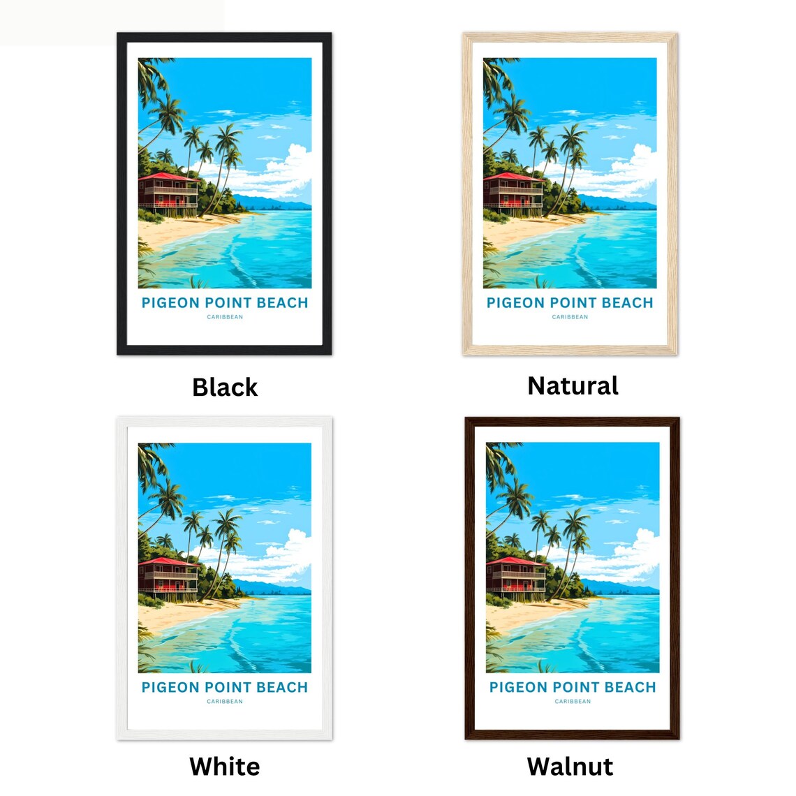 Personalized Pigeon Point Beach Travel Poster, Tobago