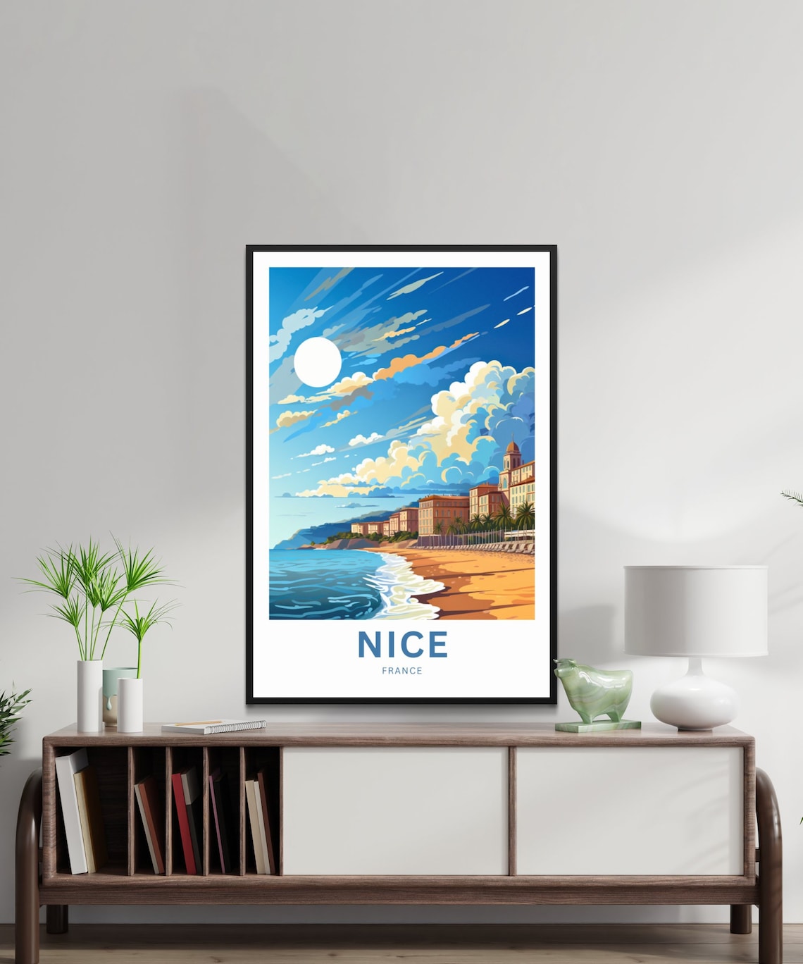 Nice France Sunny Beach Day Golden Sun Sea Waves Travel Poster - Image 2
