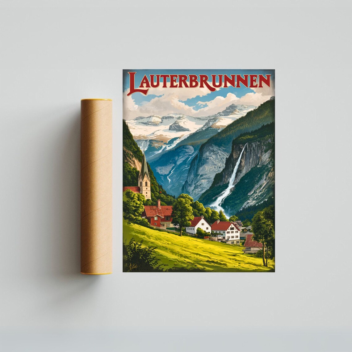 Lauterbrunnen Vintage Travel Poster, Switzerland Art Print - Image 3