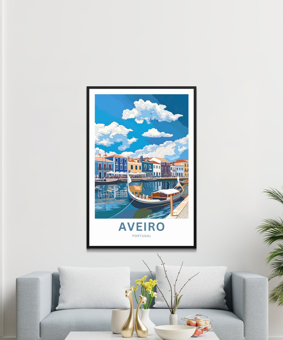 Personalized Aveiro Portugal Canal Boat Custom Text Travel Poster - Image 3