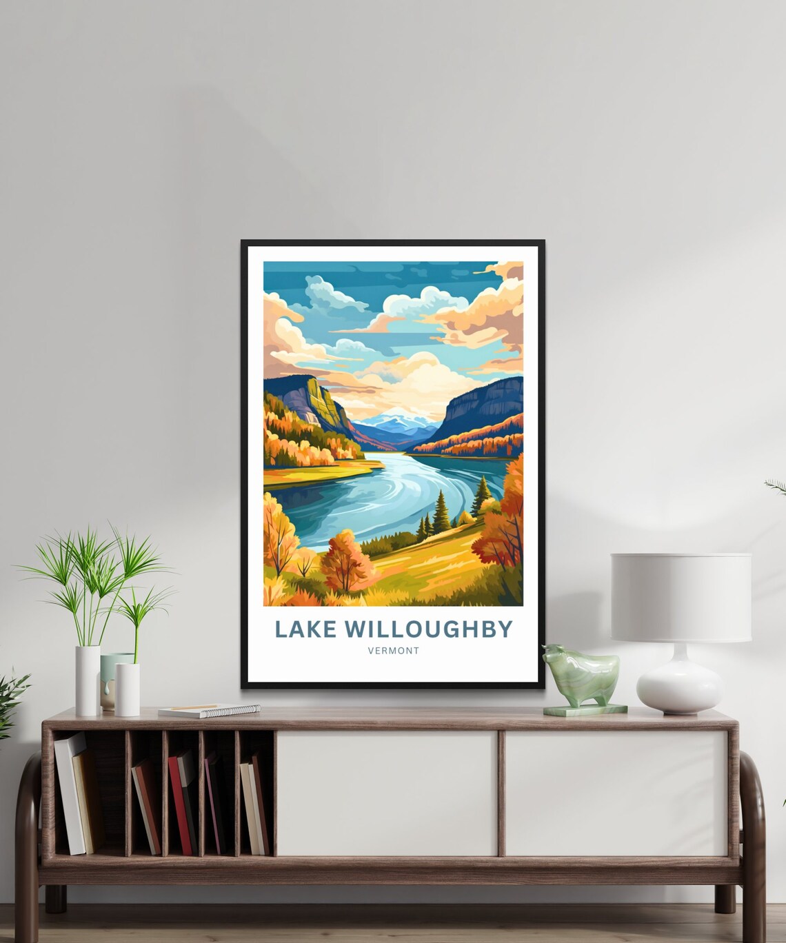 Lake Willoughby Vermont Autumn Valley River Scene Travel Poster - Image 2