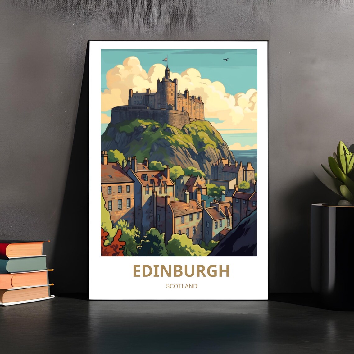 Edinburgh Travel Poster, Scottish Castle Cityscape - Image 4