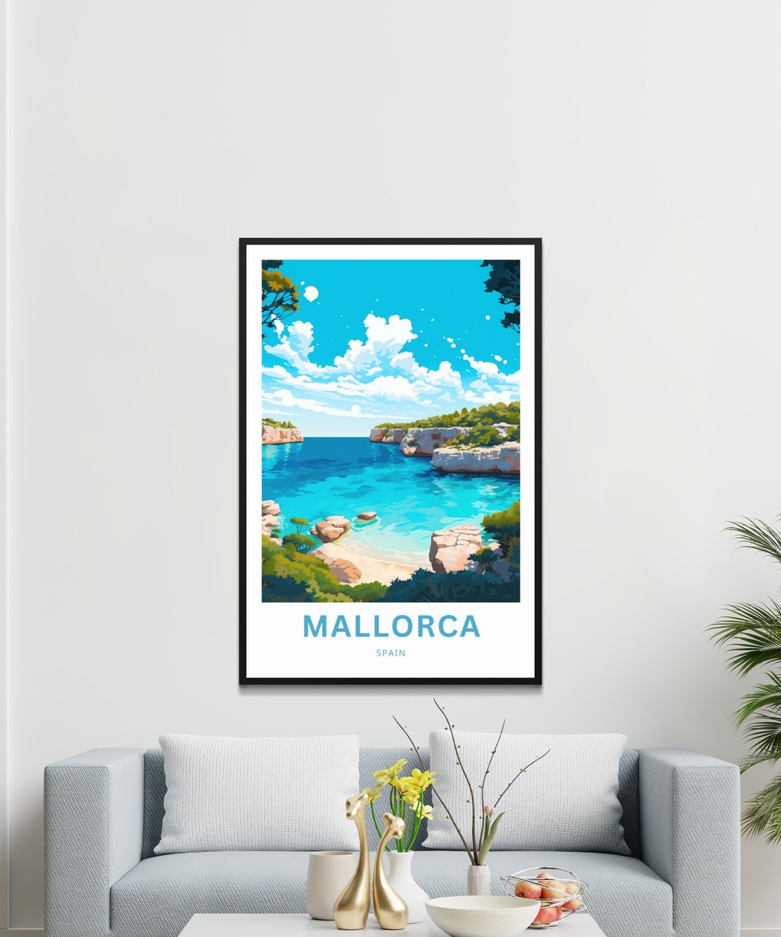 Mallorca Spain Turquoise Cove Rocky Cliffs Mediterranean Travel Poster - Image 3