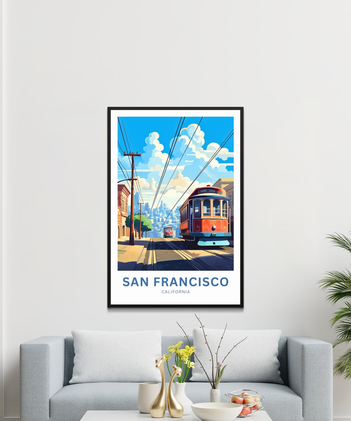 San Francisco California Cable Cars Personalized Travel Poster - Image 2