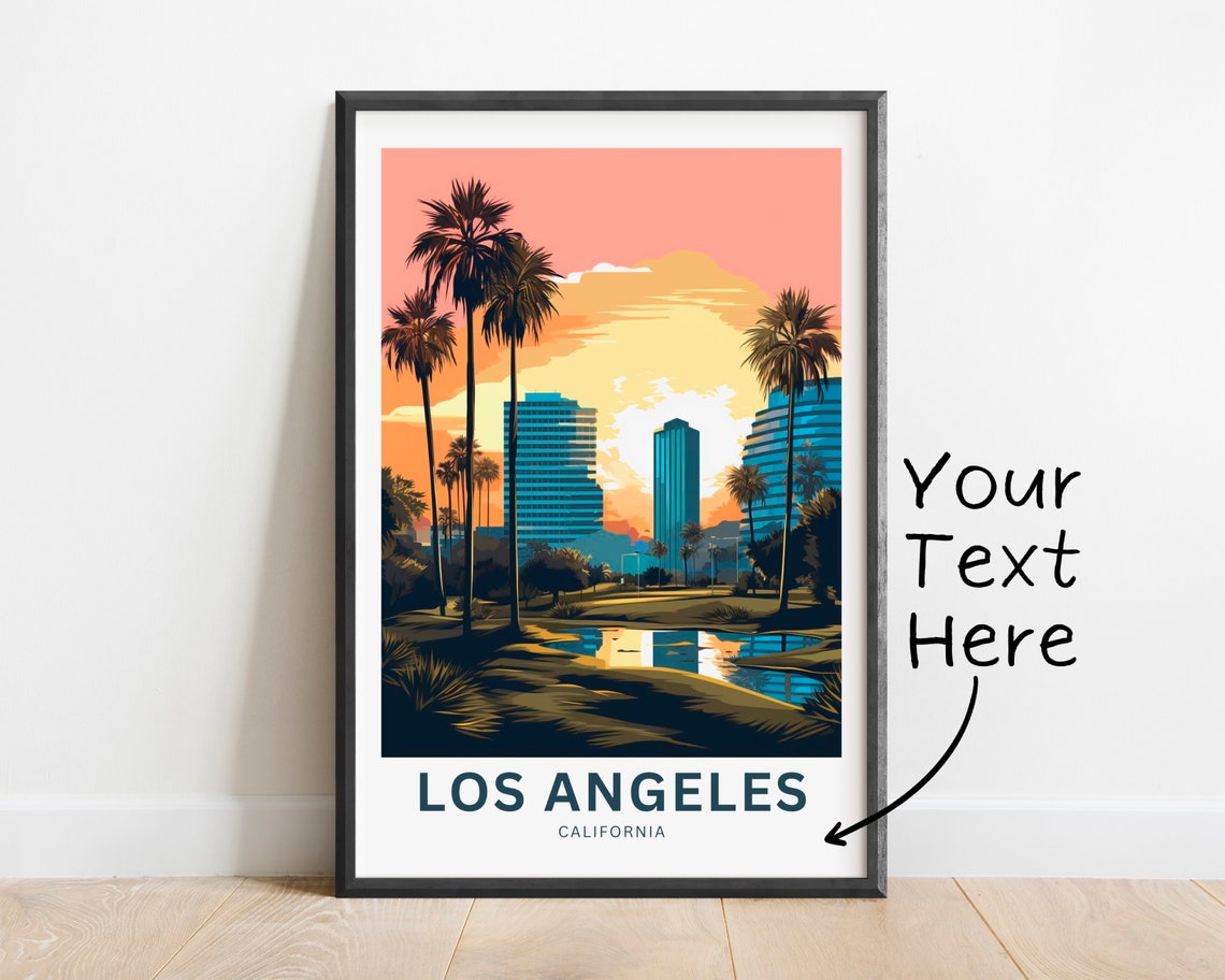 Personalized Los Angeles Sunset Palms Skyline Dramatic Poster