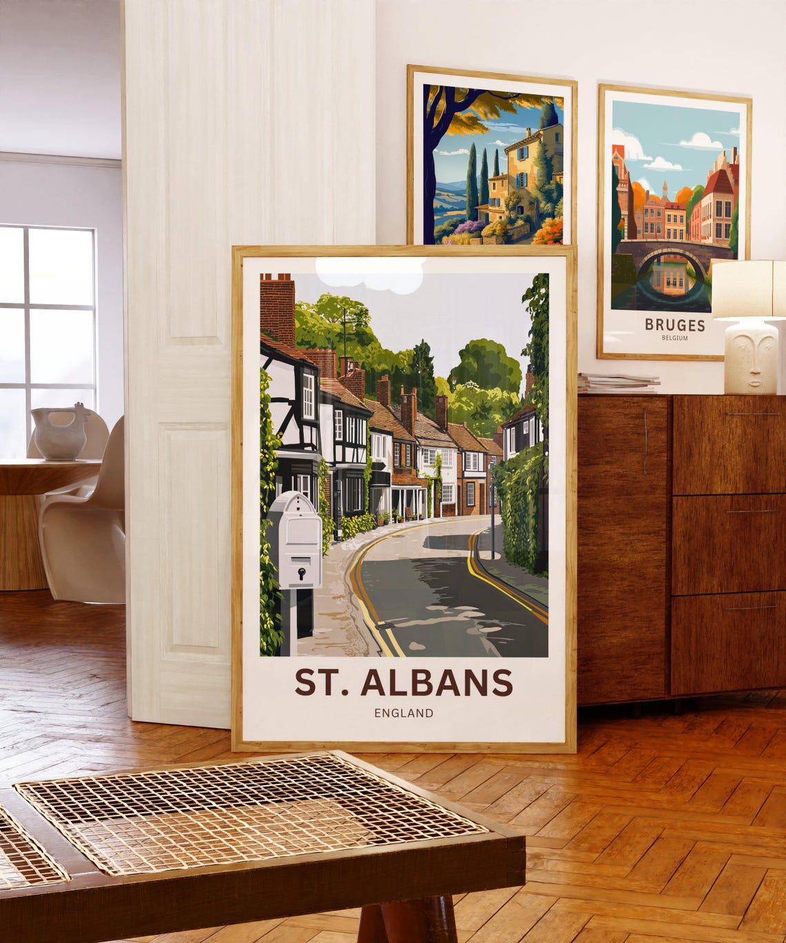 St. Albans England Tudor Street Vintage Postbox Travel Poster - Image 5