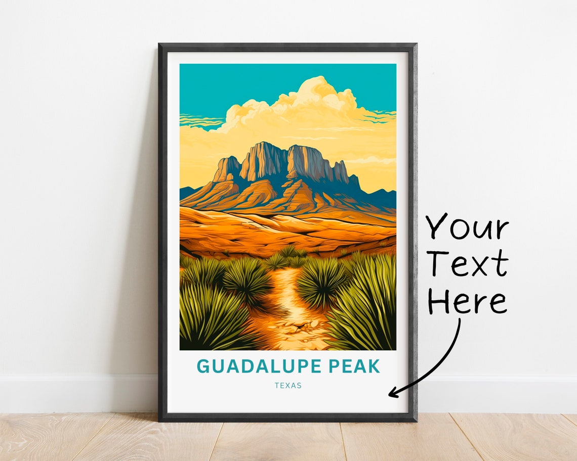 Guadalupe Peak Texas Golden Sunset Desert Trail Personalized Poster