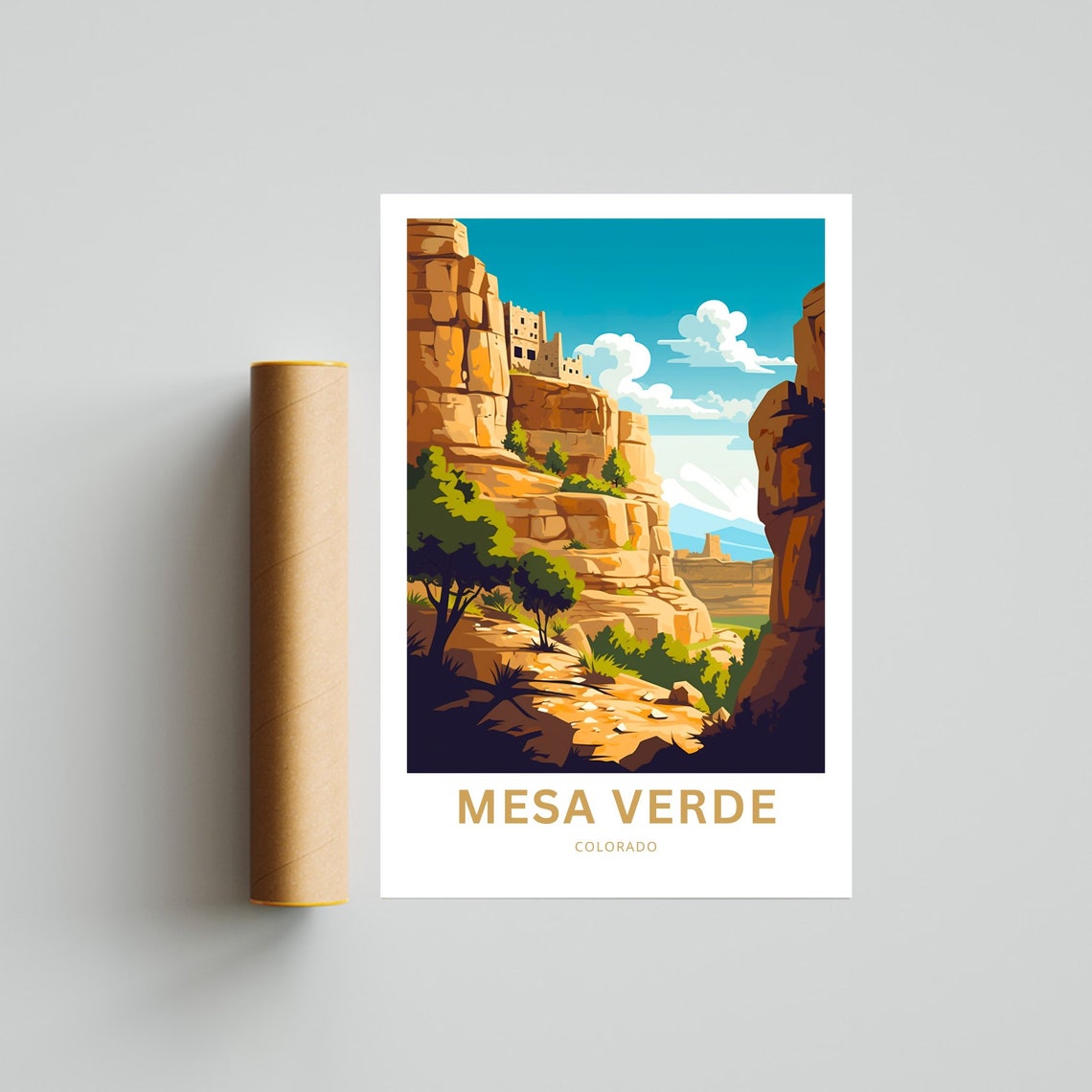 Personalized Mesa Verde Colorado Cliff Dwellings Travel Poster - Image 4