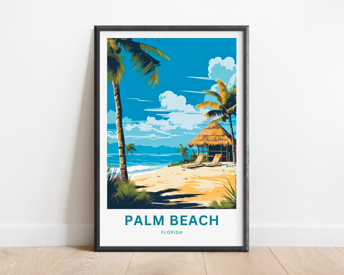 Palm Beach Florida Tropical Beach Hut Palm Tree Modern Poster