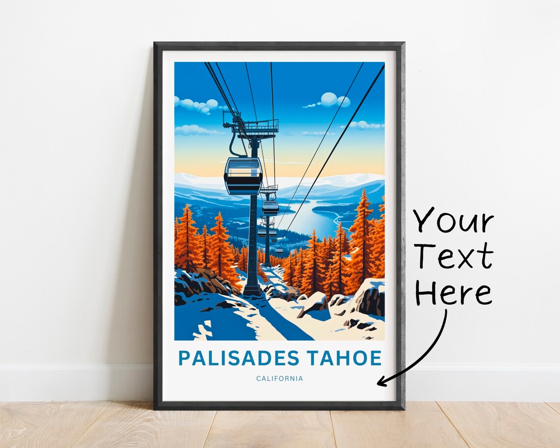 Palisades Tahoe California Gondola Ride Personalized Ski Poster