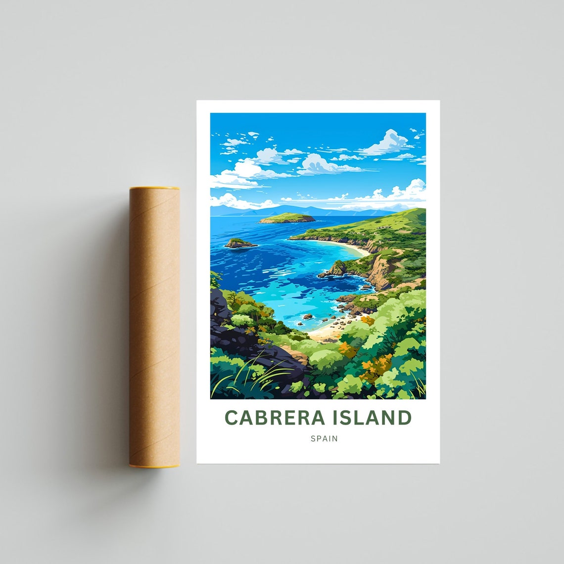Personalized Cabrera Island Spain Turquoise Coast Travel Poster - Image 4