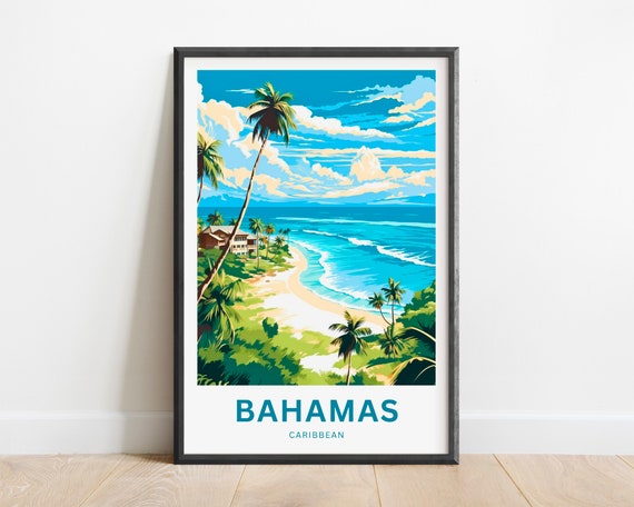 Bahamas Travel Print Bahamas Poster Caribbean Wall Art Framed Present Gift Caribbean Present