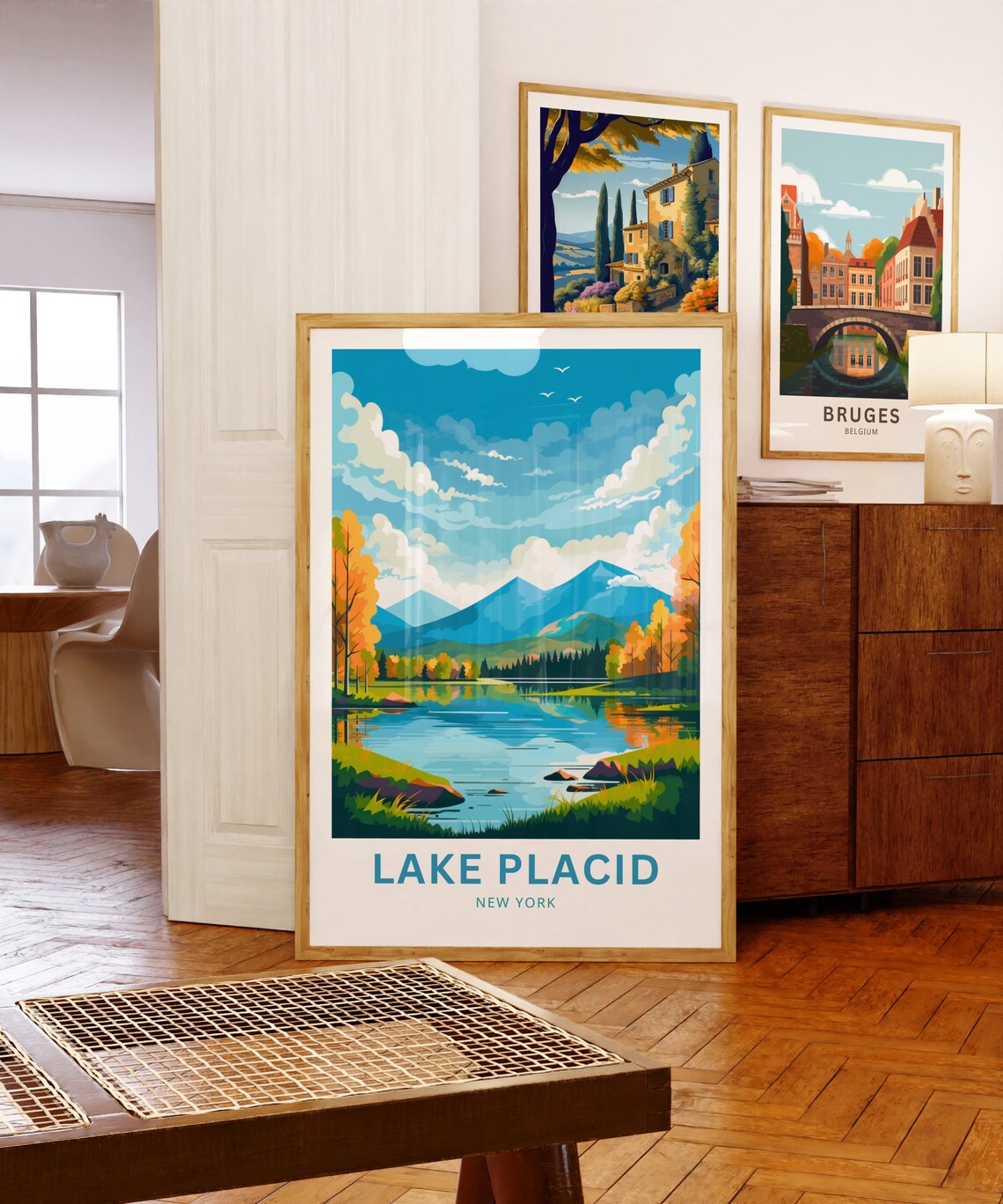 Lake Placid New York Autumn Adirondack Mountain Lake Travel Poster - Image 5