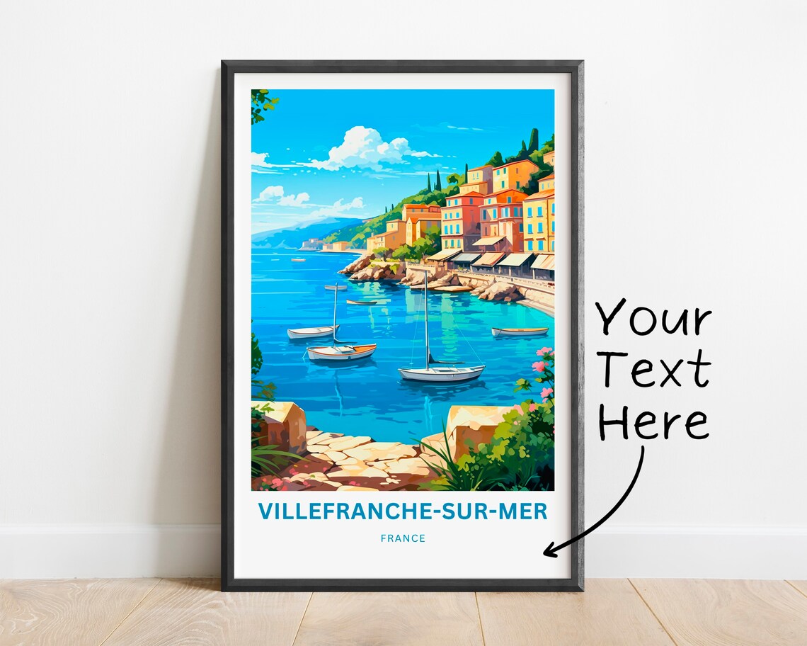 Villefranche Sur Mer France Riviera Harbor Sailboat Travel Poster - Image 2