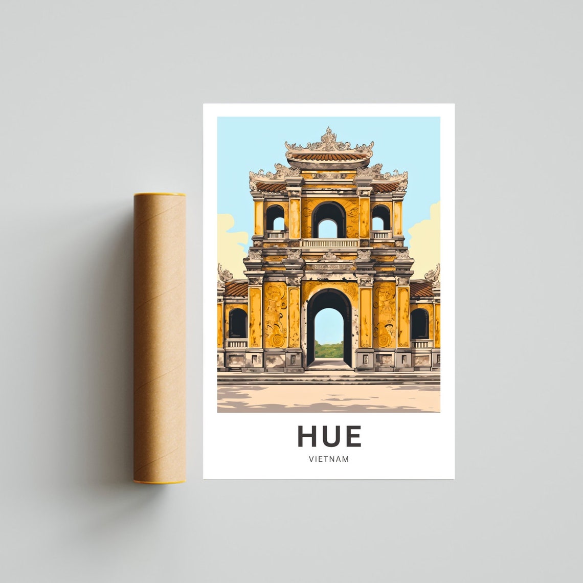 Hue Vietnam Imperial Gate Personalized Custom Text Travel Poster - Image 4