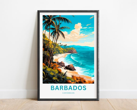 Barbados Travel Print Barbados Poster Caribbean Wall Art Framed Present Gift Caribbean Present