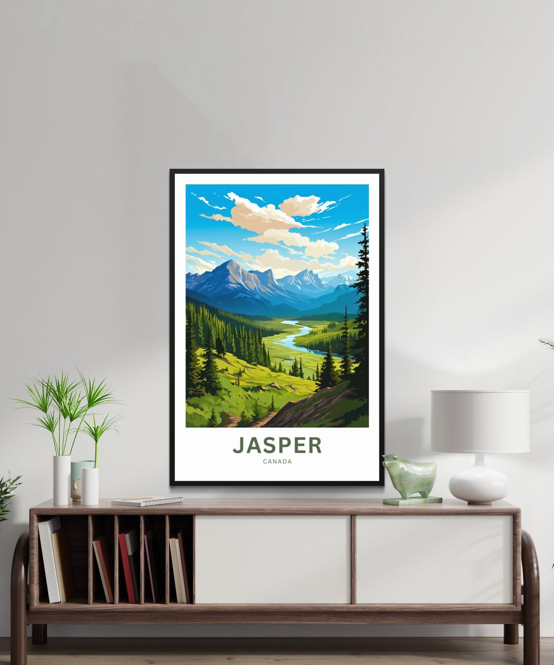 Jasper Canada Mountain River Valley Personalized Travel Poster - Image 2