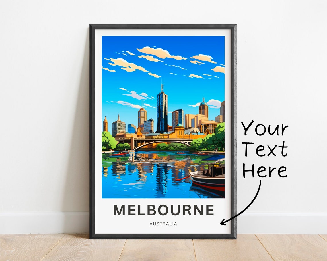 Melbourne Australia City Skyline River Personalized Text Poster
