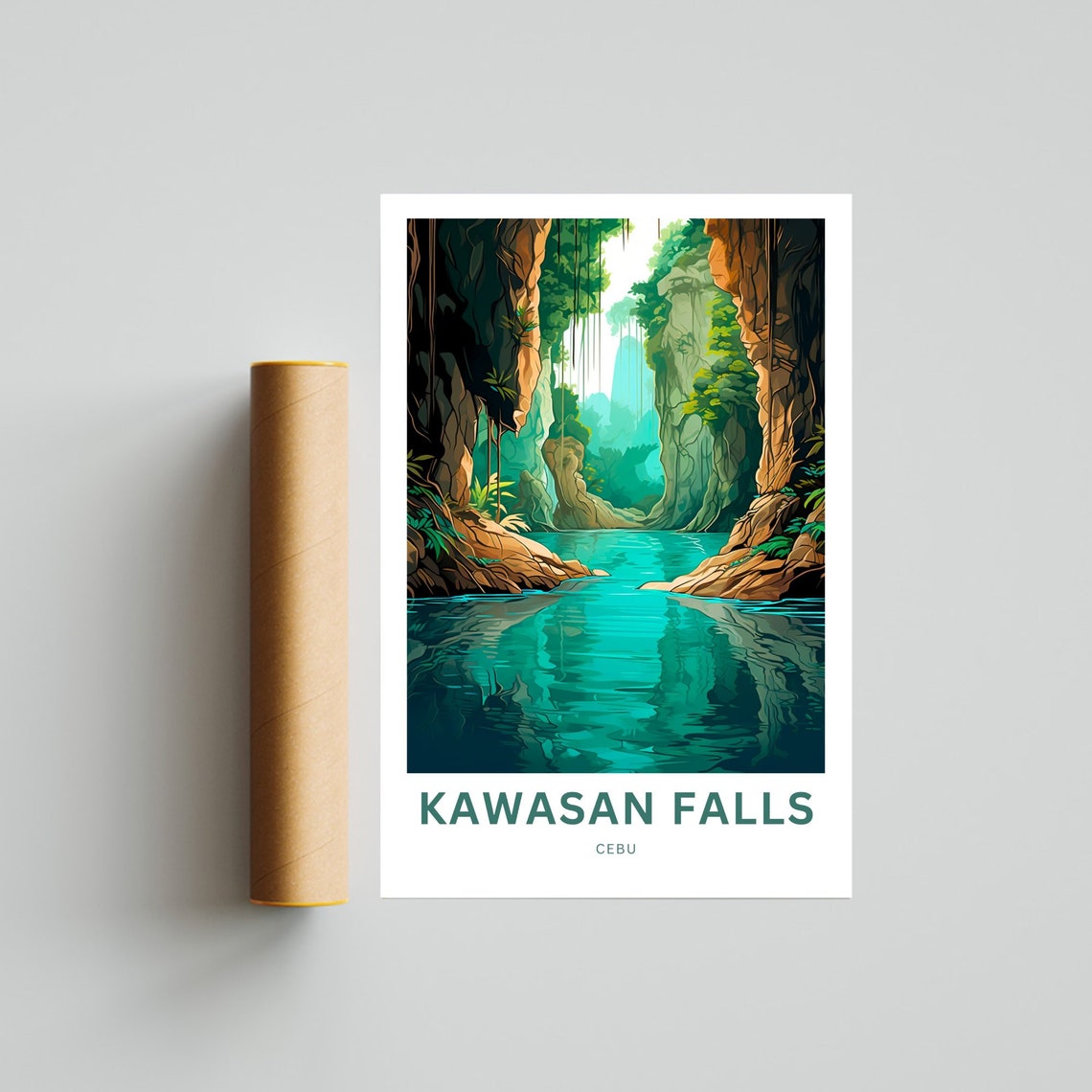 Kawasan Falls Cebu Emerald Canyon River Jungle Travel Poster - Image 4