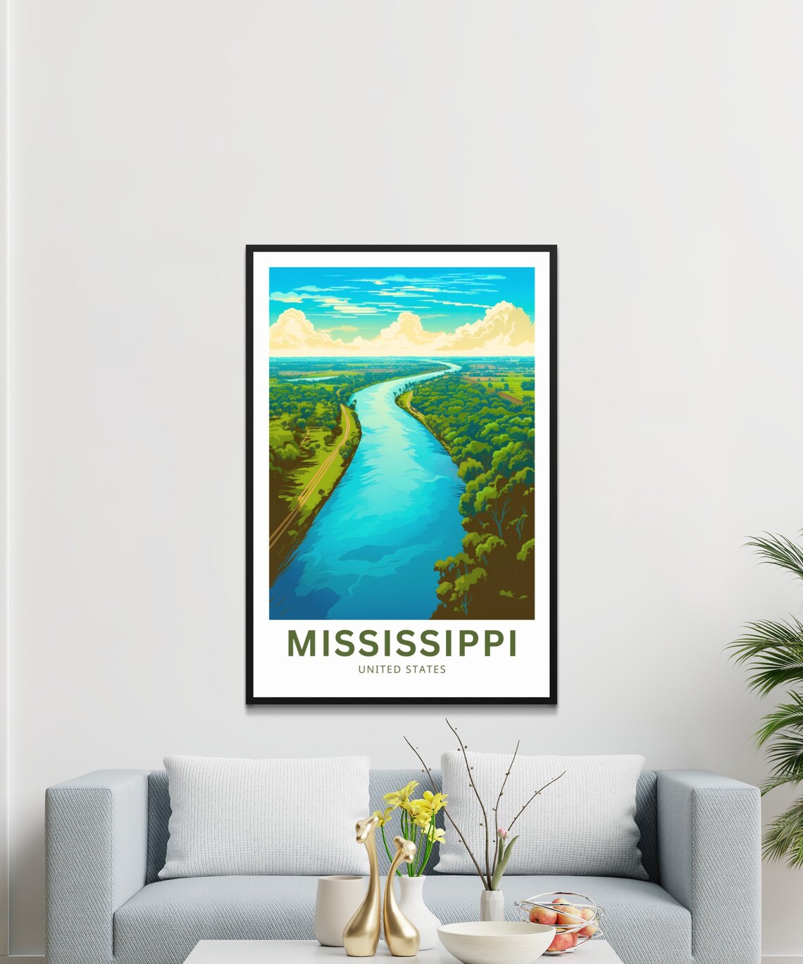 Mississippi River Aerial Meander Green Forests Travel Poster - Image 3