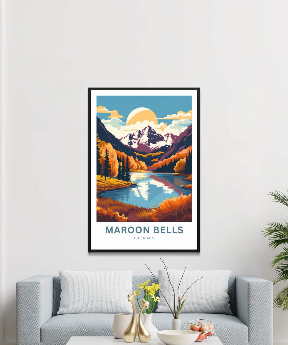 Maroon Bells Colorado Personalized Sunset Lake Autumn Travel Poster - Image 3