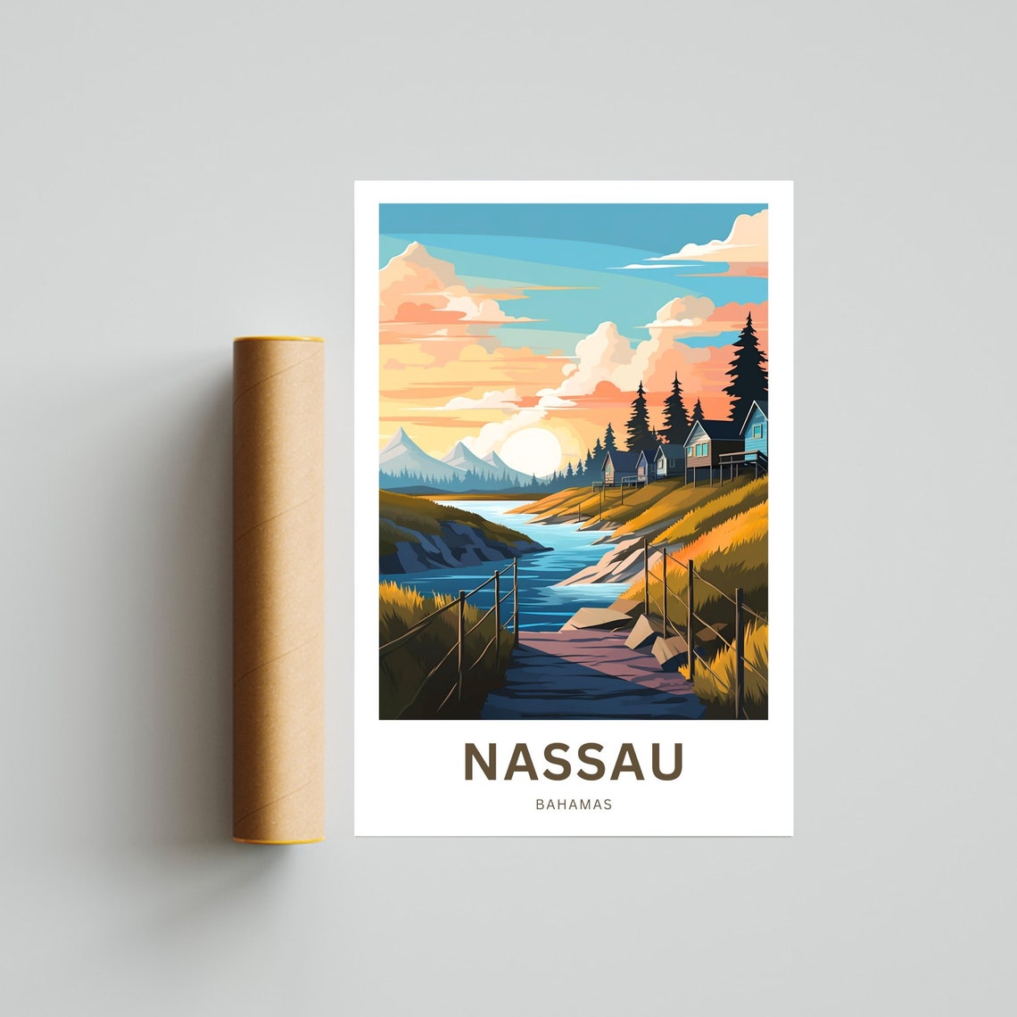 Nassau Travel Print Nassau Poster Bahamas Wall Art Framed Present Gift Bahamas Present - Image 4