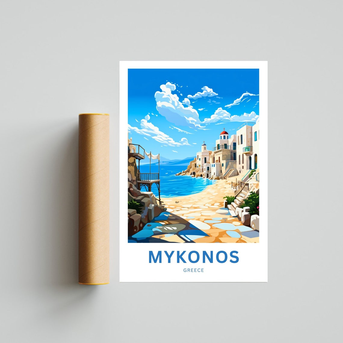 Mykonos Greece Old Town Lane Personalized Custom Travel Poster - Image 4