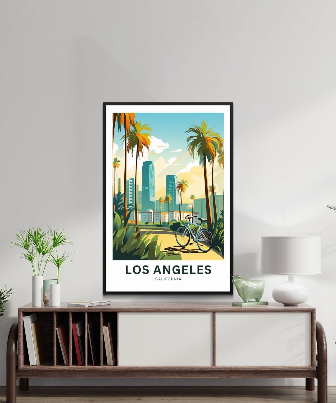 Personalized Los Angeles California Palm Street Bicycle Poster - Image 2