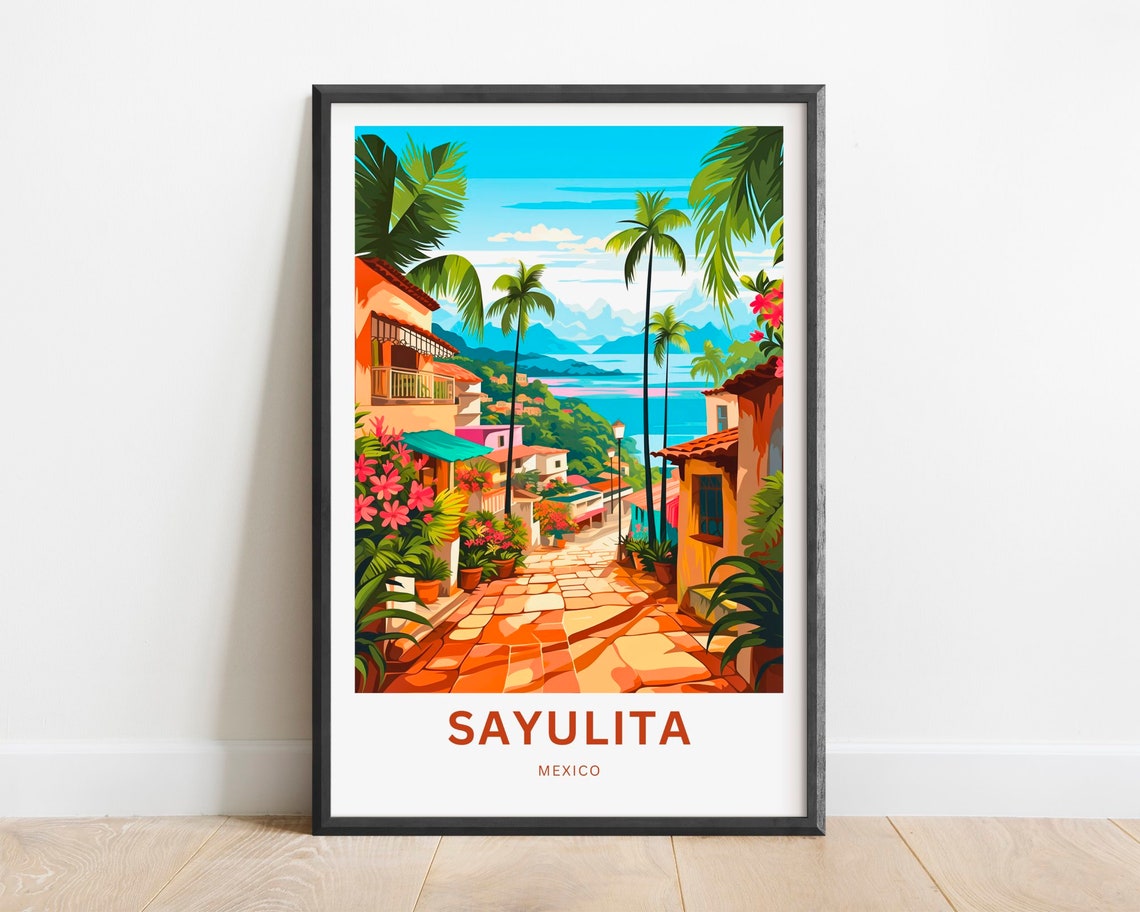 Sayulita Travel Print Sayulita Poster Mexico Wall Art Framed Present Gift Mexico Present Mexico Decor Customize Your Text