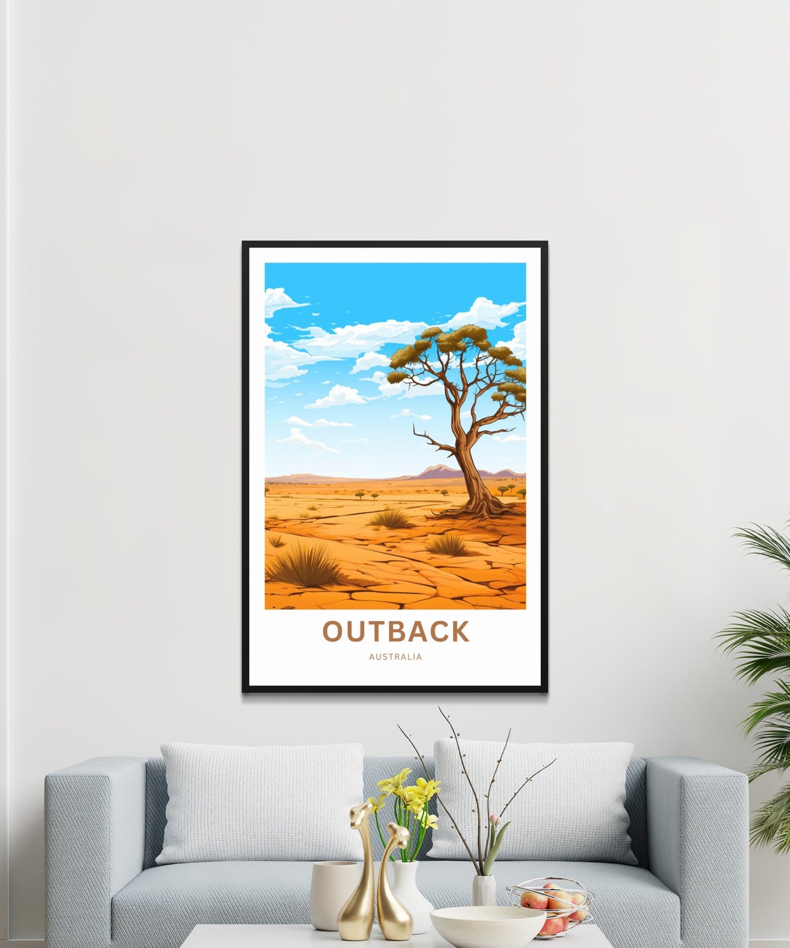 Outback Australia Lone Tree in the Vast Red Desert Travel Poster - Image 3