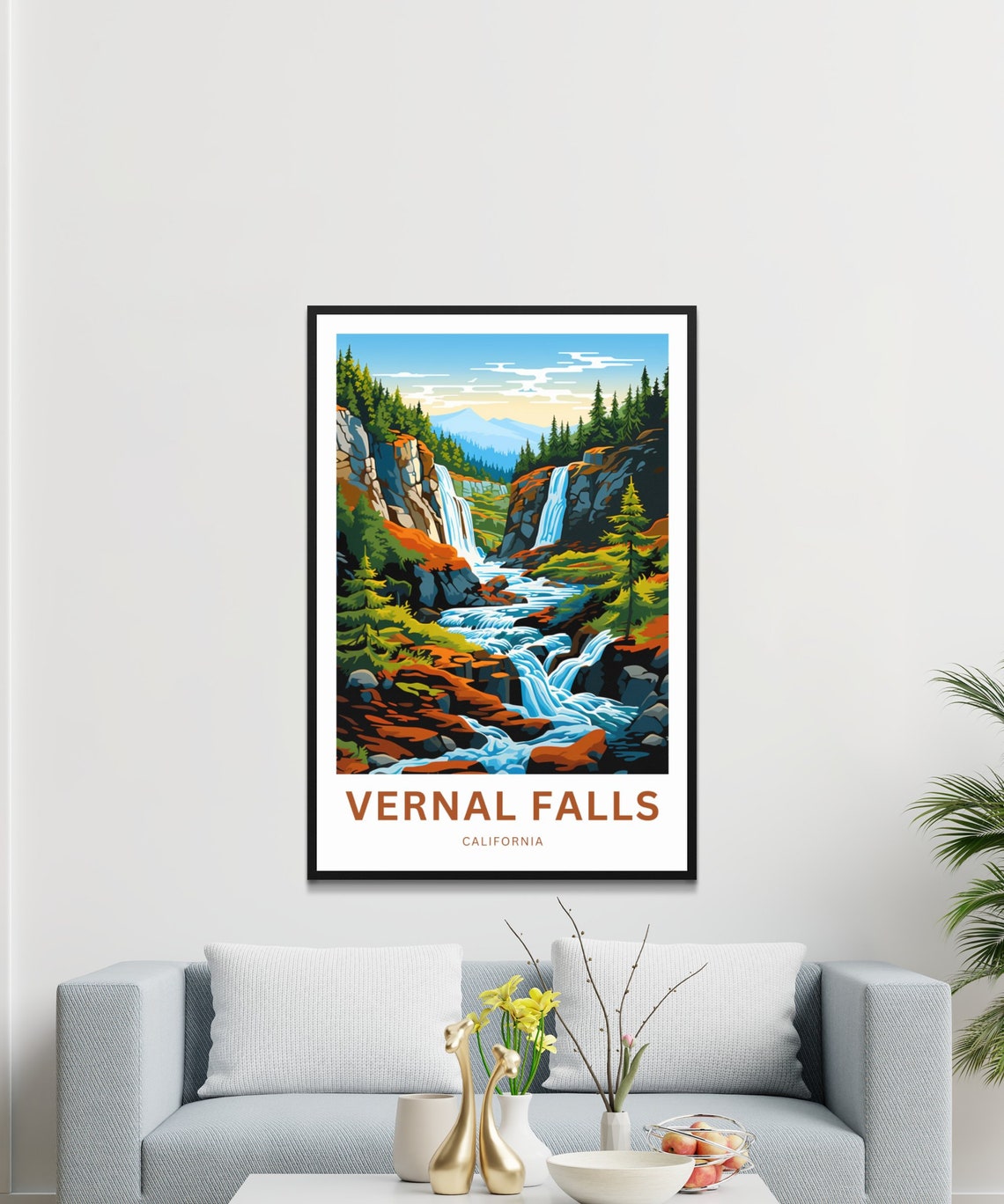 Personalized Vernal Falls California Waterfall Canyon Poster - Image 3