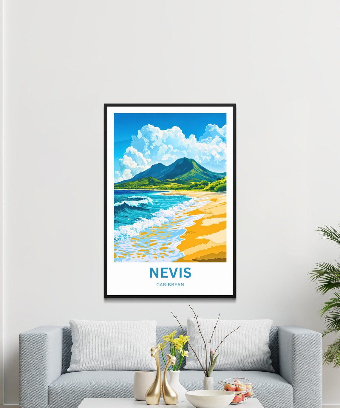 Nevis Travel Print Nevis Poster Caribbean Wall Art Framed Present Gift Caribbean Island Present - Image 4