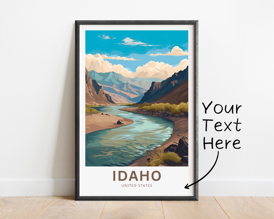 Personalized Idaho Travel Poster, United States Wall Art