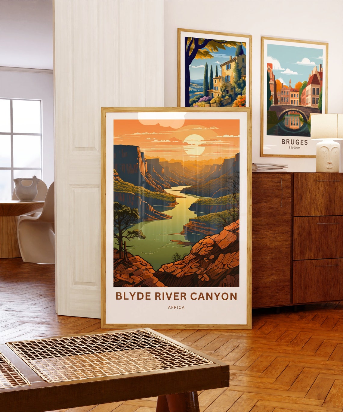 Blyde River Canyon Africa Sunlit River Cliffs Vista Travel Poster - Image 3