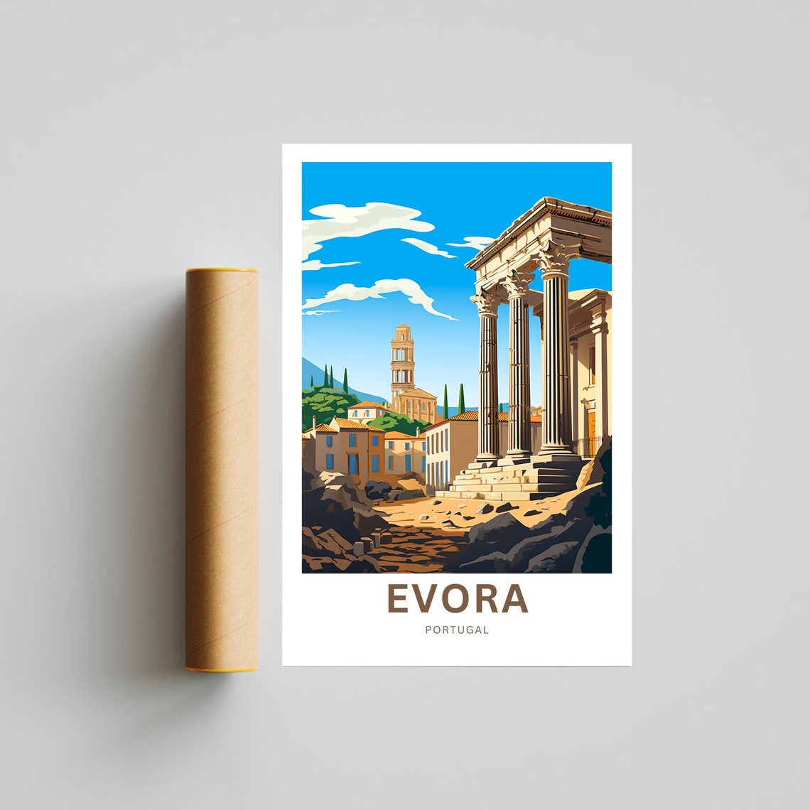 Personalized Evora Portugal Roman Temple Ruins Travel Poster - Image 4