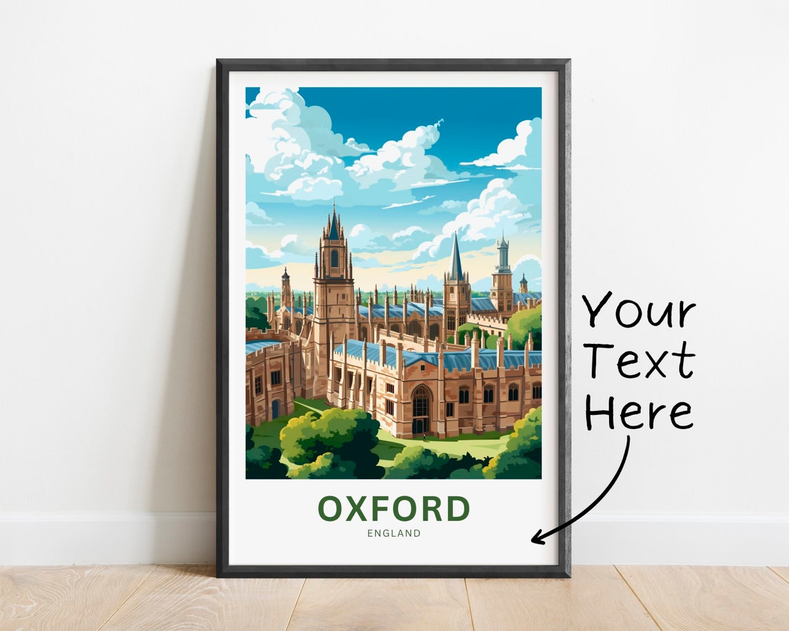 Oxford University Spires Historic Colleges England Travel Poster