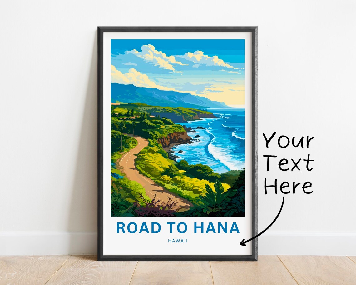 Personalized Road To Hana Travel Poster, Maui Hawaii