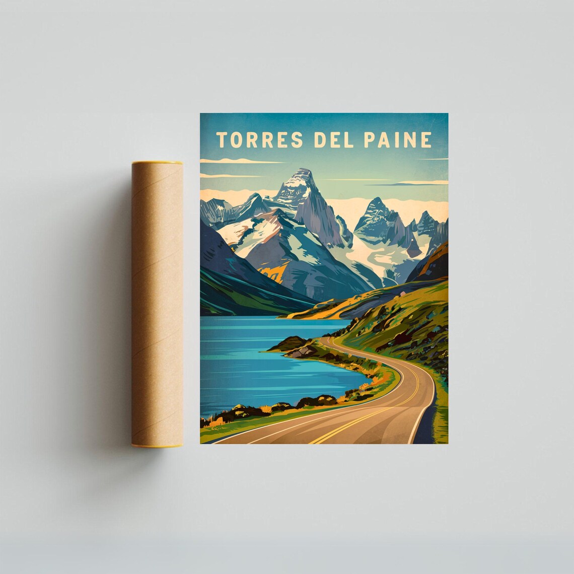 Torres Del Paine Scenic Road Lake Mountains Vintage Travel Poster - Image 3