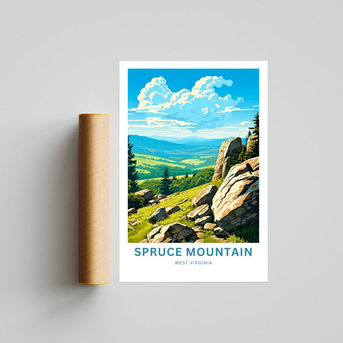 Spruce Mountain West Virginia Rocky Outcrop Vista Travel Poster - Image 4