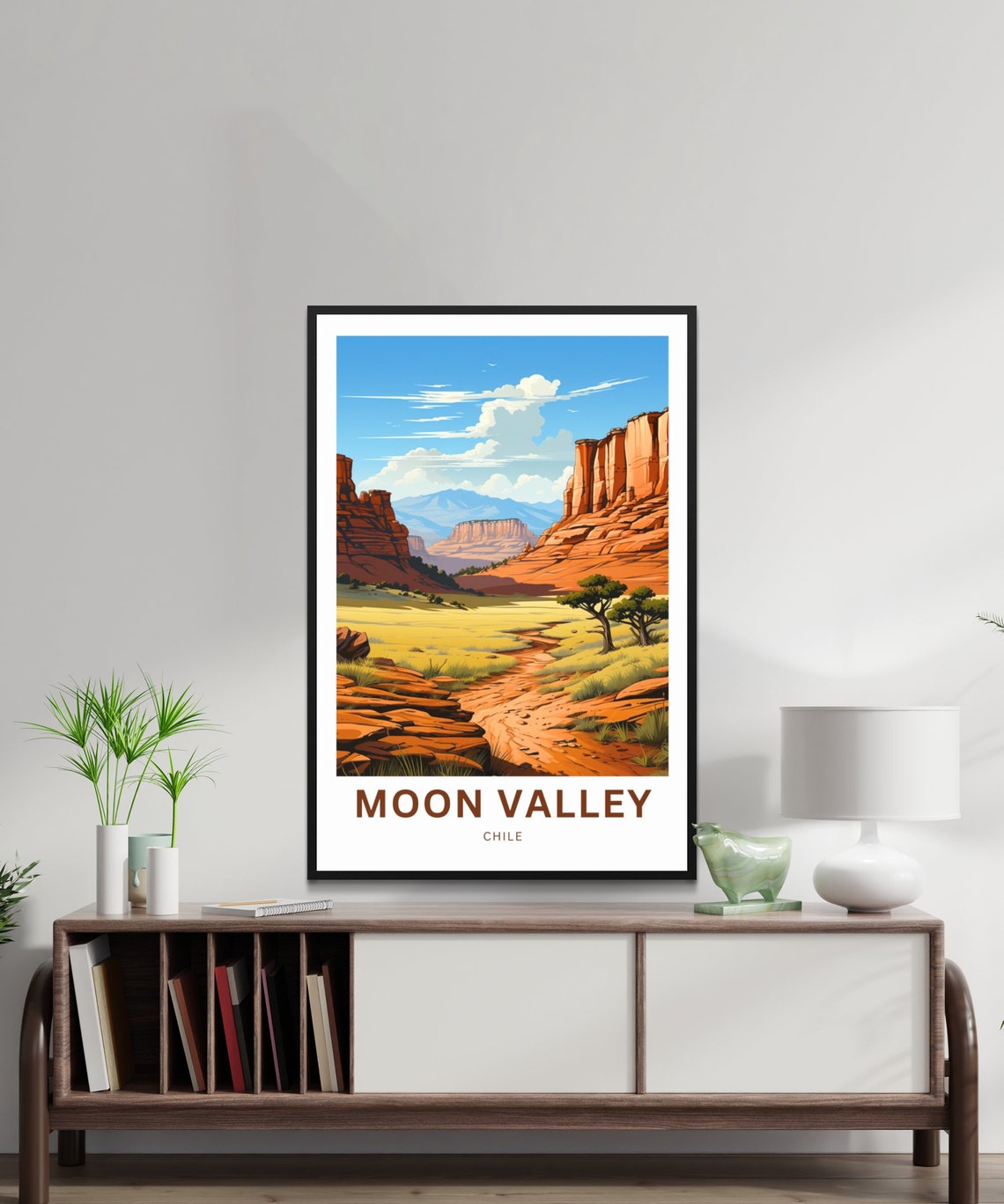 Personalized Moon Valley Chile Red Rock Cliffs Desert Trail Poster - Image 2
