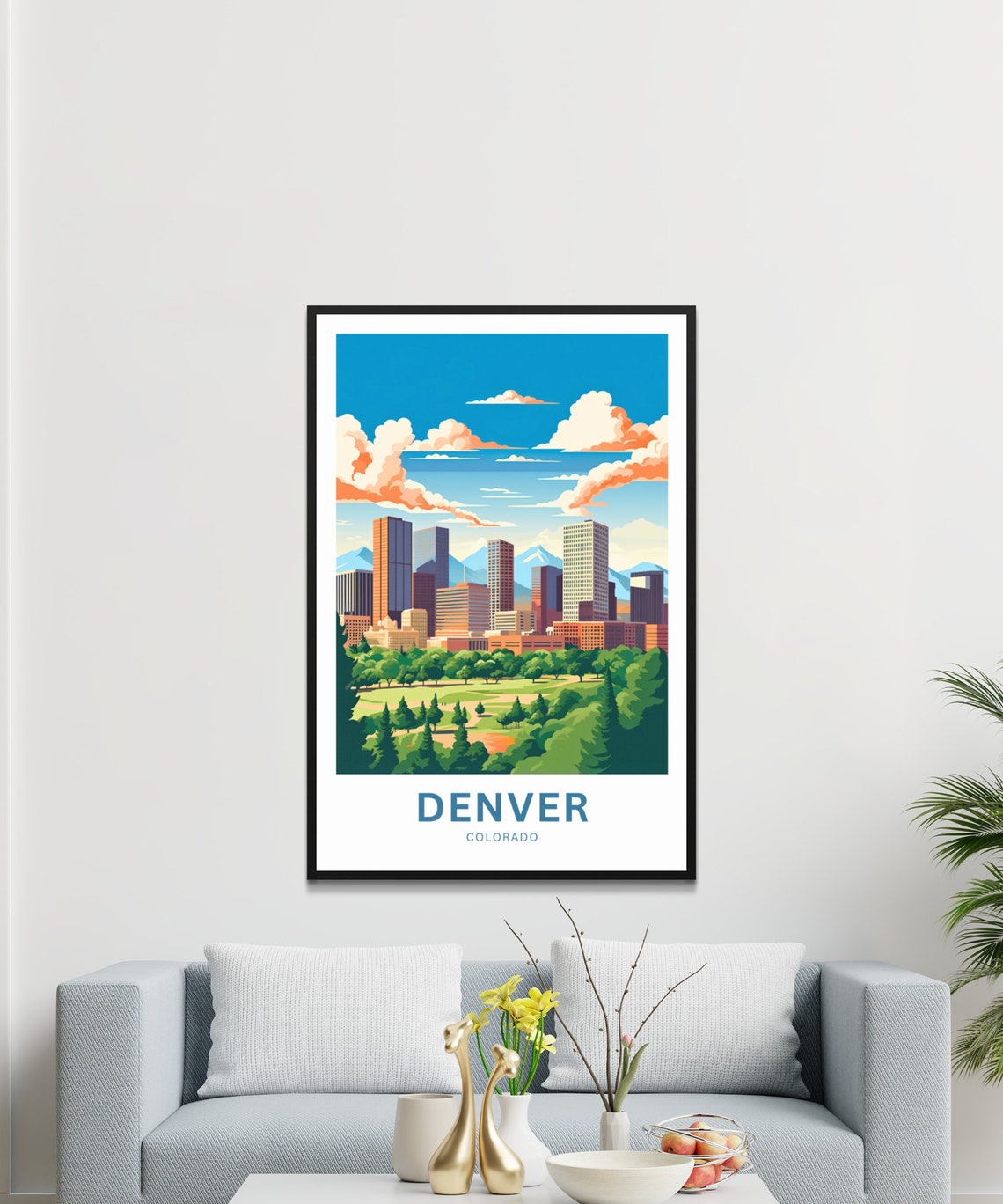Denver Colorado City Skyline Rocky Mountain Views Personalized Poster - Image 2