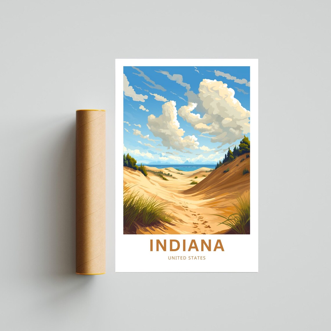 Indiana Dunes Sandy Lake Shoreline Dunes Grass Travel Poster - Image 4