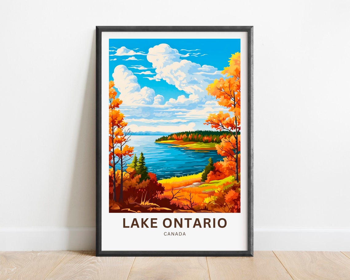 Lake Ontario Canada Vivid Fall Foliage Lake View Travel Poster