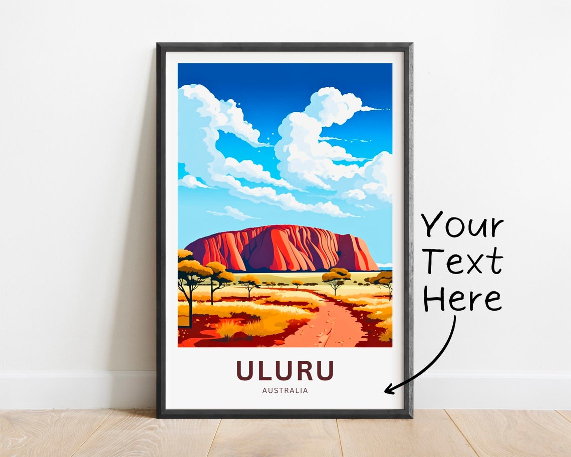 Uluru Ayers Rock Red Sandstone Outback Desert Custom Text Poster