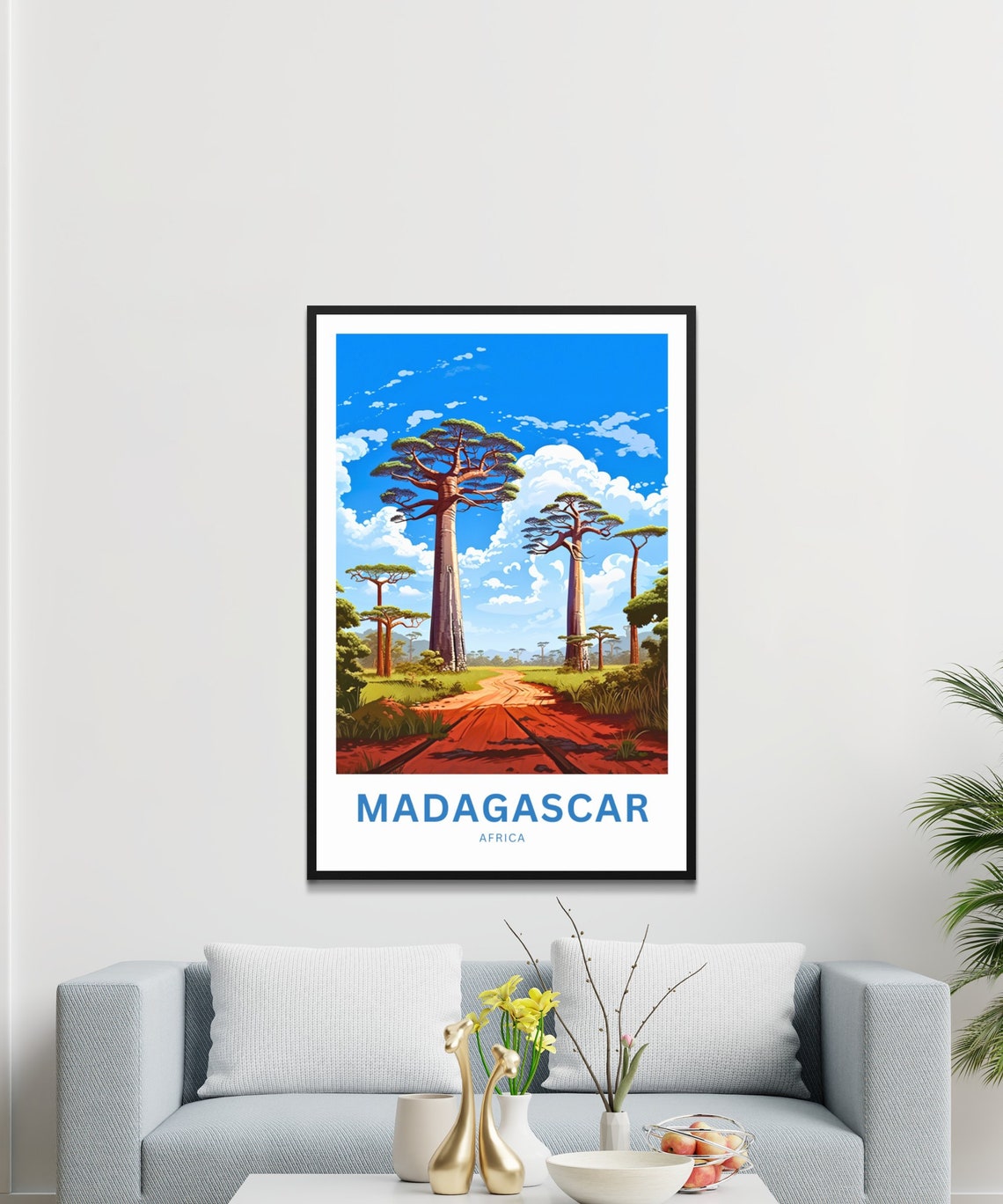 Madagascar Africa Personalized Baobab Trees Red Road Travel Poster - Image 3
