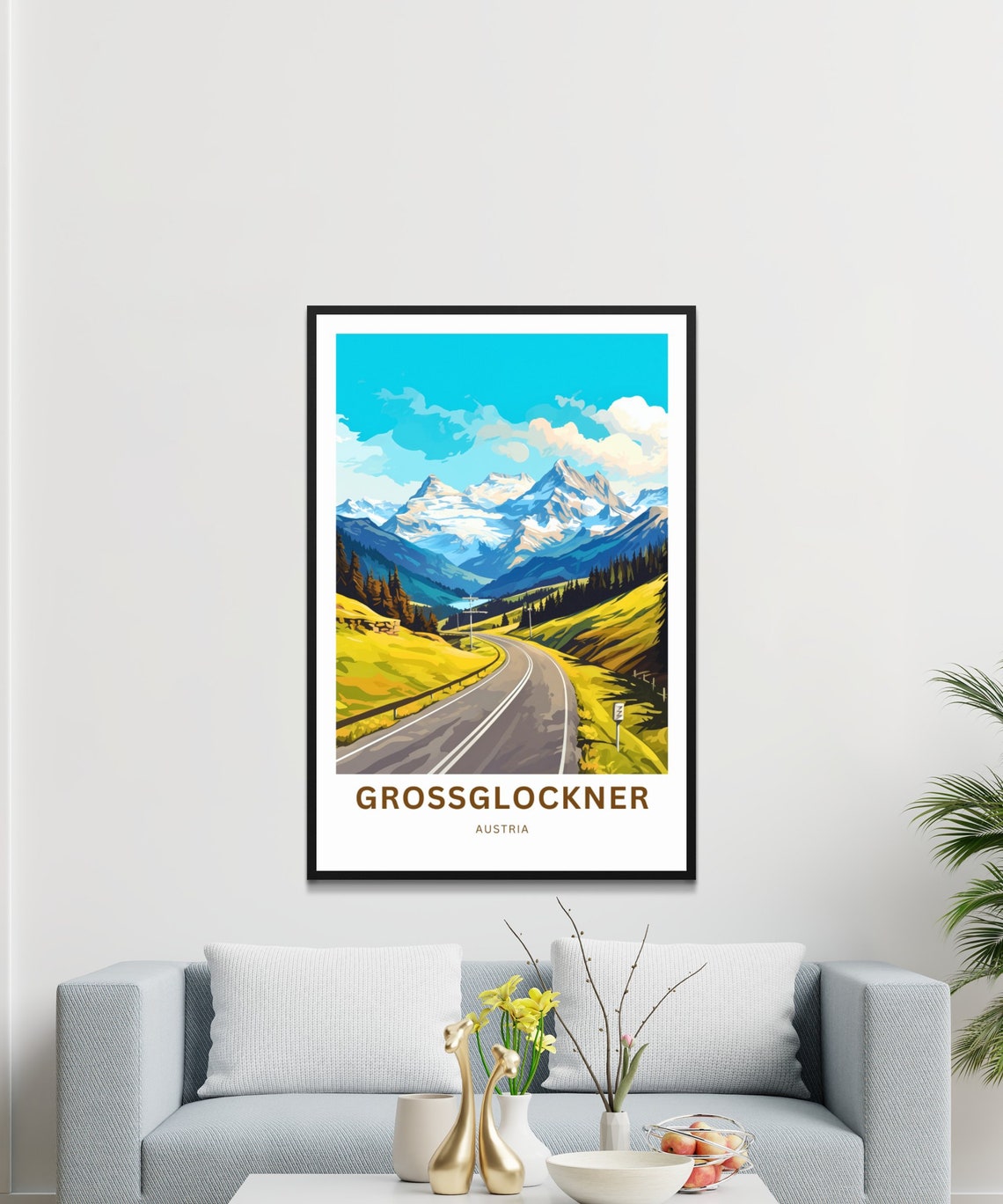 Grossglockner Austria Custom Sunny Meadow Road Mountain Poster - Image 3
