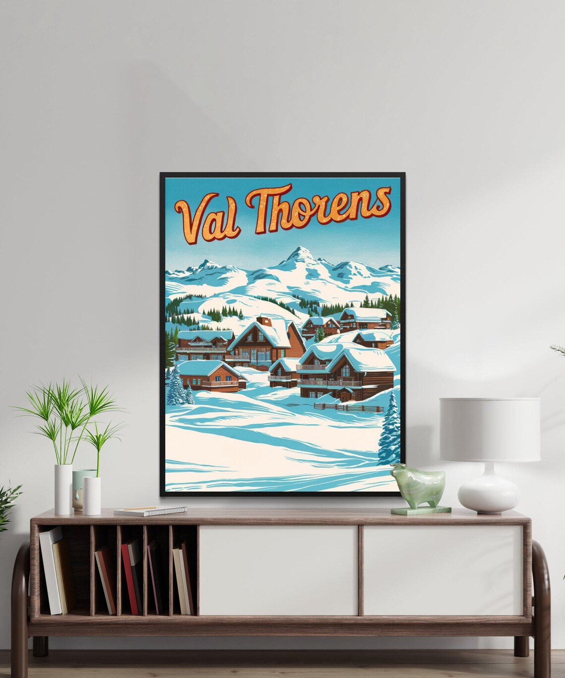 Val Thorens France Vintage Ski Village Snowy Chalets Art Travel Poster - Image 2