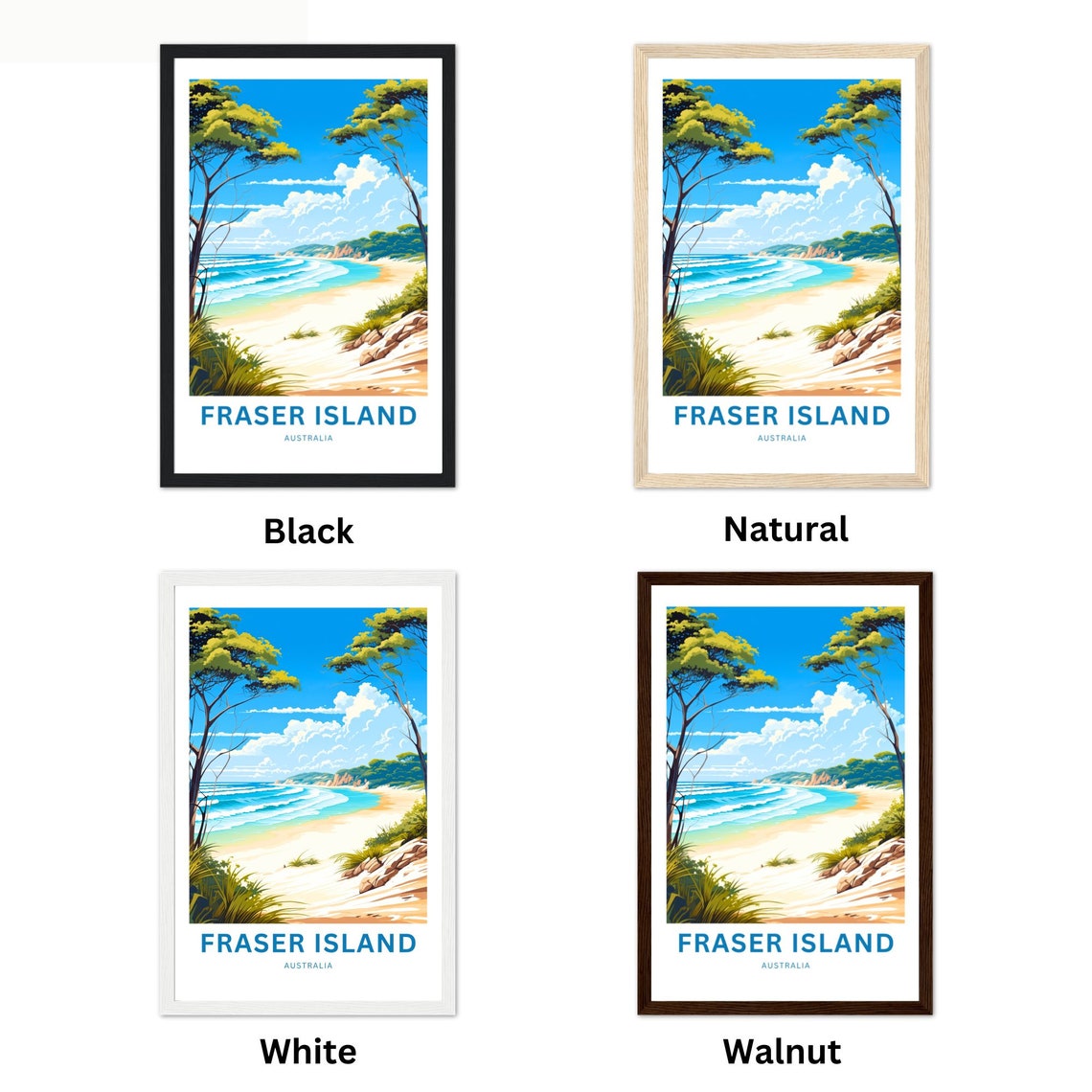 Fraser Island Australia Sandy Beach Turquoise Waves Tree View Poster - Image 2