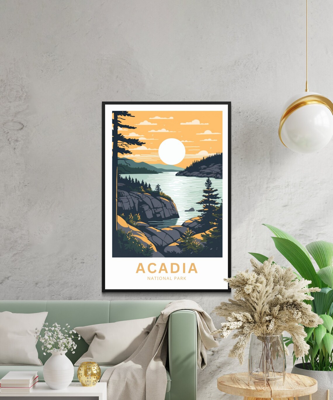 Acadia National Park Maine Sunset Rocky Coast Pine Forest Poster - Image 3