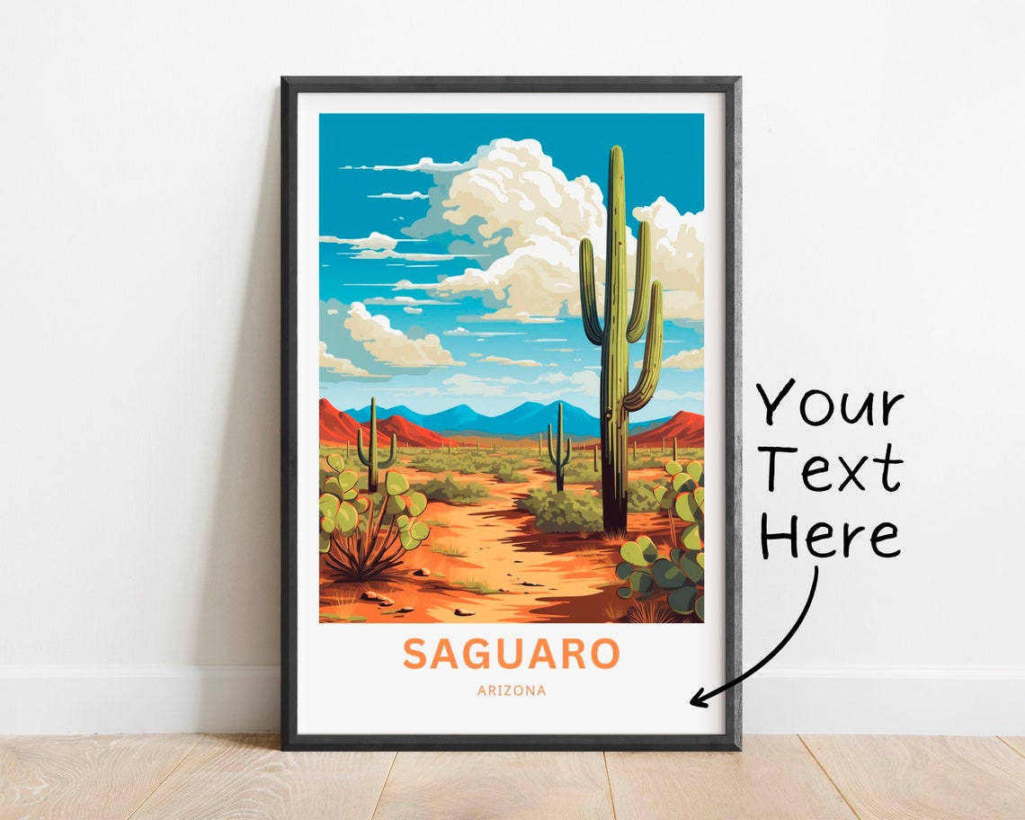 Personalized Saguaro Arizona Desert Cactus Sunset Custom Poster